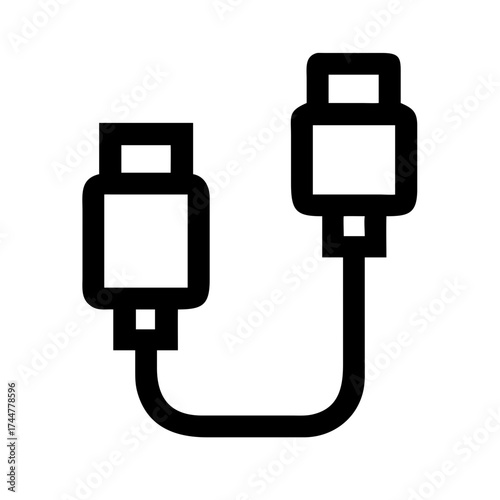 Black and white illustration of a usb cable