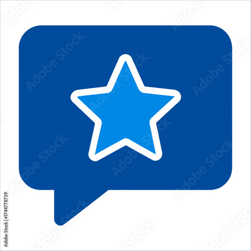 Star within a Speech Bubble: A vivid star embedded inside a speech bubble, representing a highlighted comment or noteworthy message, set against a crisp blue background.