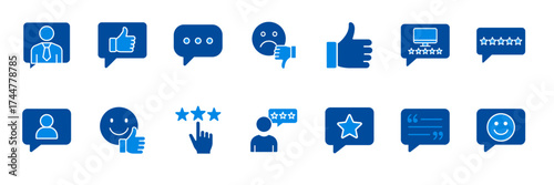 Fotografie Digital Feedback Icons: A collection of clean and modern digital icons representing diverse aspects of feedback and communication, ideal for user interface design