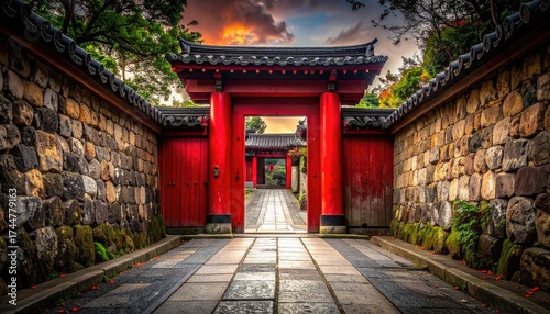 Sunset Over Terraced Hills with Vibrant Golden Light and Shadows Creating Dramatic Landscape in Rural Setting Under Cloudy Sky at Dusk