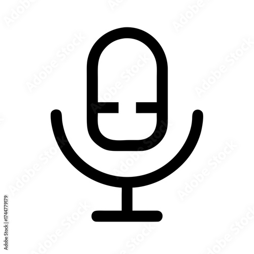 Simple black and white illustration of a microphone