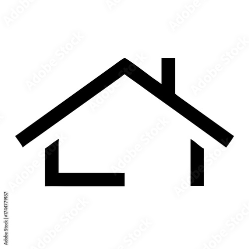 Simple black and white line drawing of a house