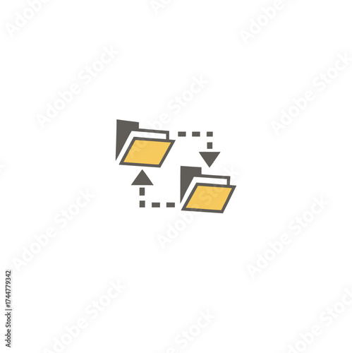 synchronization. Data synchronized into files vector icon. Data synchronization icon Flat.transfer, sync, migration data. traffic bridge or exchange conept. linear logotype graphic art.

