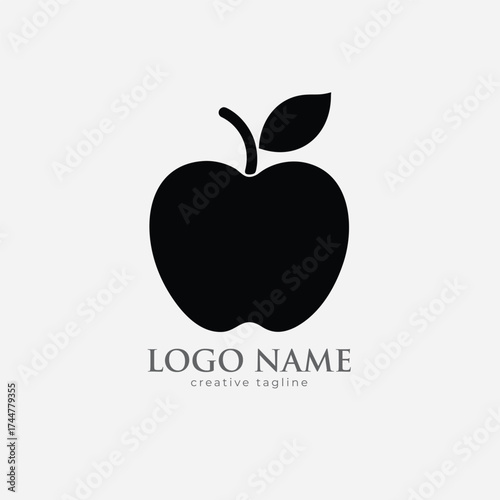 apple icon silhoutte vector style with white background