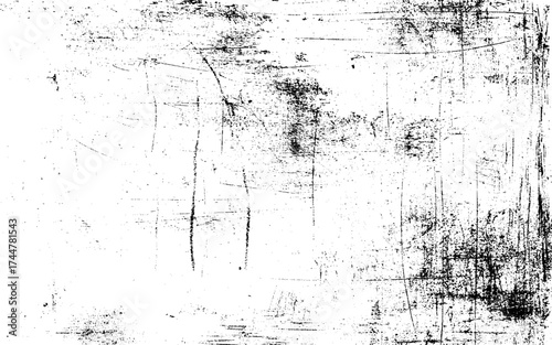 Grunge black and white seamless pattern. Monochrome abstract texture. Background of cracks, scuffs, chips, stains, ink spots, lines. Dark design background surface. Gray printing element. 