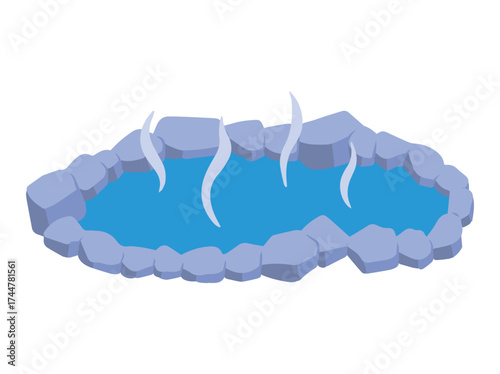 Natural Hot Spring Pool Illustration
