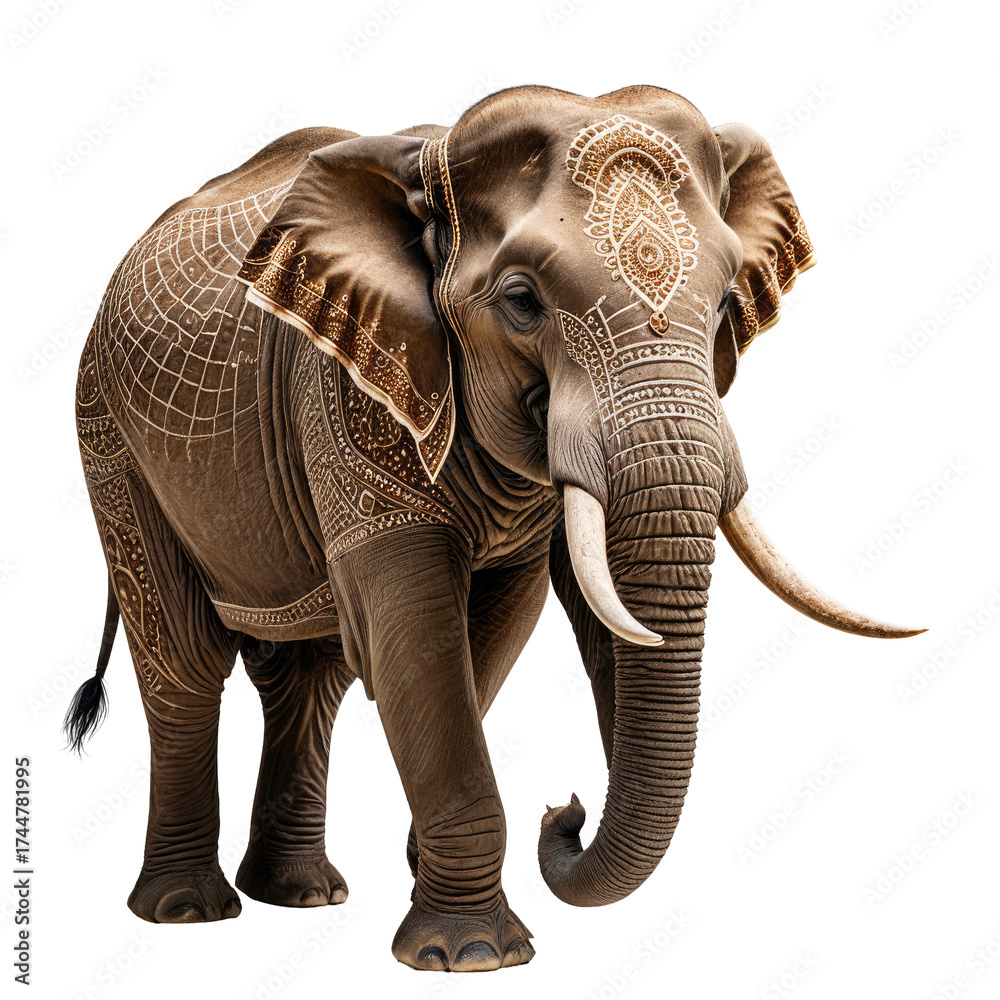 Obraz premium Ornate elephant stands, details intricate and ceremonial markings displayed