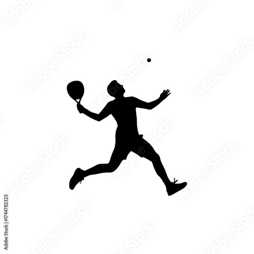Silhouette of tennis player hitting ball during match