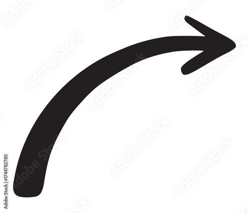 A thick black arrow curves upwards and to the right, indicating direction or progress.