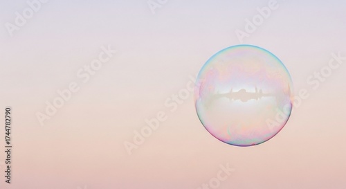 Delicate Soap Bubble Floating in a Softly Lit Space.