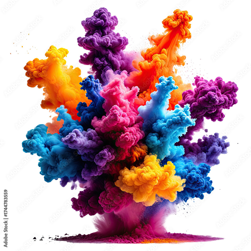 Fototapeta premium Colorful explosion Vibrant plumes of purple, blue, orange, and yellow