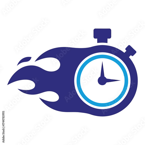 Vector art of stopwatch with flames, symbolizing speed and urgency