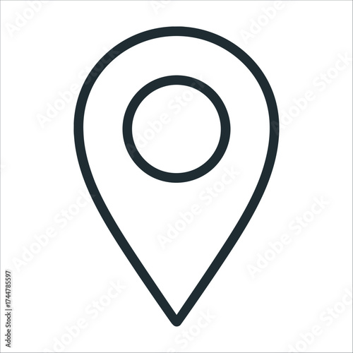 Precise Location Icon: A simple, clean graphic representation of a location pin, perfect for indicating a specific place or point of interest on a map or interface.