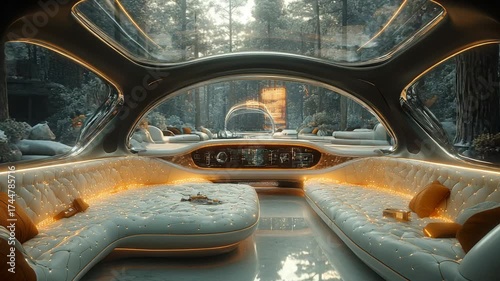 Futuristic Limousine Interior - A Glimpse into Autonomous Luxury Travel.