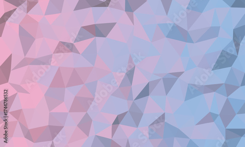 Low poly style shows geometric pattern with pink and blue gradient color scheme