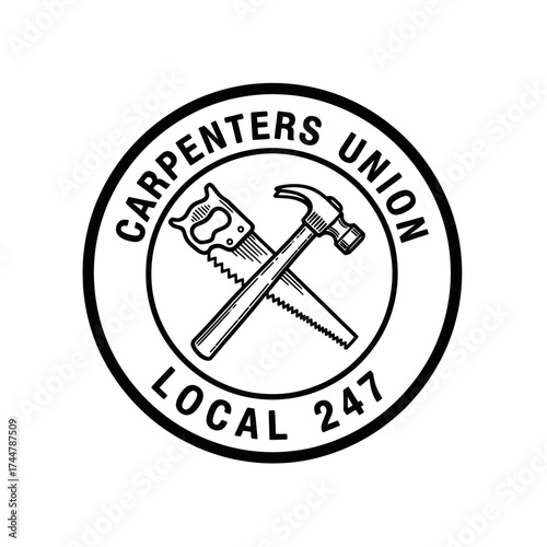 Carpenters Union Local 247 Logo with Hammer and Saw.
