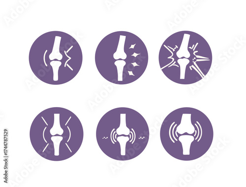 Bones Pain Silhouette Icon Set. Bone Injury, Arthritis, Osteoporosis, Inflammation Pictogram. Ache of Knee, Hand, Leg Skeleton. Bones Joint Illness Icon. Isolated Vector image

