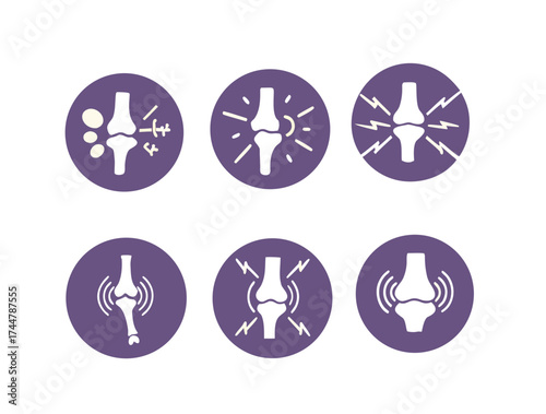 Bones Pain Silhouette Icon Set. Bone Injury, Arthritis, Osteoporosis, Inflammation Pictogram. Ache of Knee, Hand, Leg Skeleton. Bones Joint Illness Icon. Isolated Vector image

