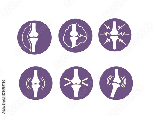 Bones Pain Silhouette Icon Set. Bone Injury, Arthritis, Osteoporosis, Inflammation Pictogram. Ache of Knee, Hand, Leg Skeleton. Bones Joint Illness Icon. Isolated Vector image

