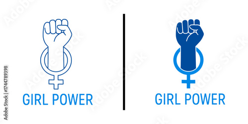Girl Power: A powerful symbol of female empowerment and solidarity. The iconic fist and female symbol represent strength, unity, and the fight for women's rights and equality.
