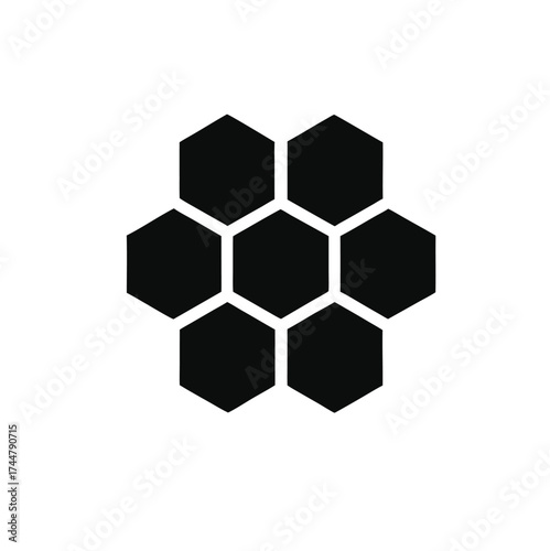 Honey comb. Vector icon. Honey Comb silhouette Design, Honeycomb pattern Illustration in black and white. Honeycomb block Clipart Design.

