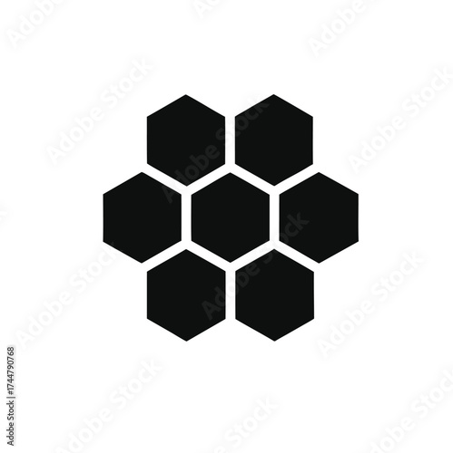 Honey comb. Vector icon. Honey Comb silhouette Design, Honeycomb pattern Illustration in black and white. Honeycomb block Clipart Design.

