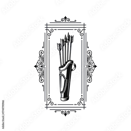 Vintage style illustration of a quiver full of arrows.
