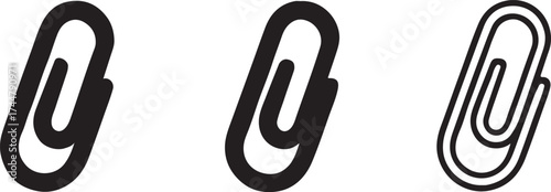 Set of Paper Clip Vector Illustrations for Document Organization and Office Supplies Depicting Different Styles and Designs