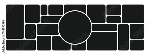 Vector illustration of moodboard layout with circle photo frames
