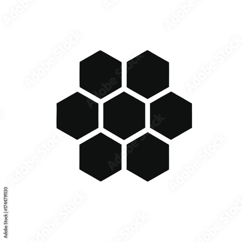 Honey comb. Vector icon. Honey Comb silhouette Design, Honeycomb pattern Illustration in black and white. Honeycomb block Clipart Design.

