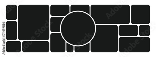 Photo collage layout with circular frames for moodboard vector design