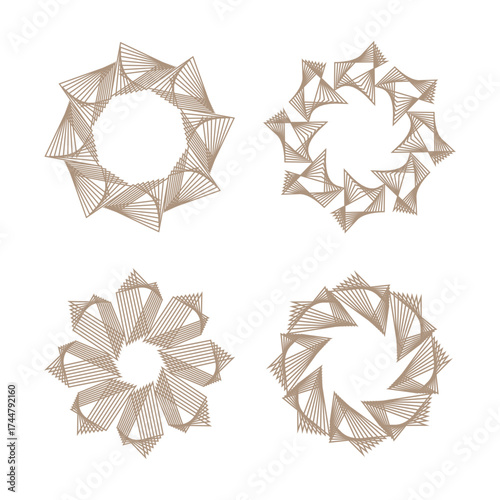 Abstract brown circle triangle lines art decoration