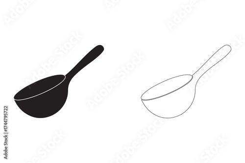 Isolated Black and White Scoops for Coffee or Protein Powder Design Elements for Culinary Arts