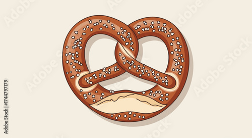 Delicious Pretzel Illustration Showcasing Traditional German Baked Snack, Perfect for Food Blogs, Restaurant Menus, and Culinary-Themed Design Projects