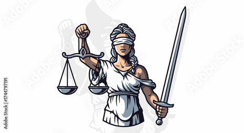 Lady Justice Illustration Symbolizing Law, Fairness, and Impartiality for Legal Services and Educational Materials on Jurisprudence