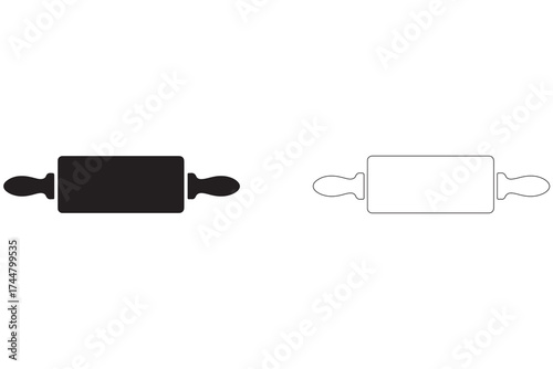 Rolling pin silhouettes black and white illustration for baking and cooking applications creating culinary delights with homemade recipes in a modern kitchen