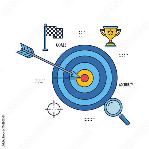 Target with Arrow Emphasizing Goals and Accuracy in a Motivational Style Illustration