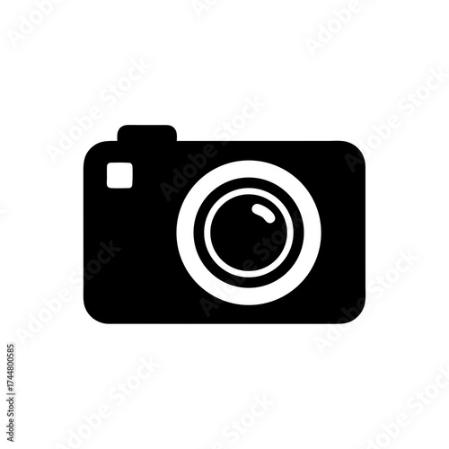 Simple Vector Icon of a Camera in Black and White
