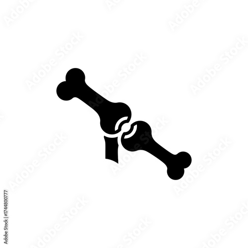 Simple black graphic icon illustrating a human or animal bone joint.