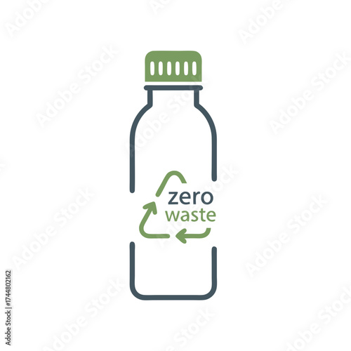 Eco friendly Reusable Water Bottle Illustration Emphasizing Zero Waste Recycling Message