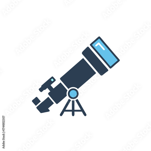 Digital Illustration of a Telescope for Astronomy Hobby and Space Observation