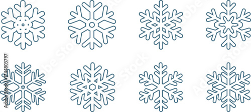 set of Snowflake vector outline and shape