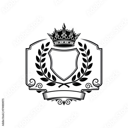 Royal Emblem with Crown Laurel Wreath and Shield.