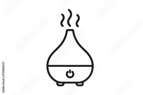 Aroma diffuser icon vector. Humidifier for essential oil aromatherapy. Air freshener and moisturizer device. Wellness, relaxation and spa concept. Healthy lifestyle home appliance.