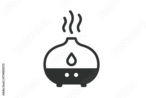 Aroma diffuser icon vector. Essential oil humidifier for aromatherapy. Air purifier with steam mist for relaxation and wellness. Scent fragrance home appliance for health.