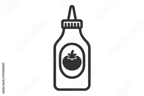 Ketchup bottle vector icon. Tomato sauce in a plastic squeeze container. Fast food condiment symbol for web and graphic design. Simple line art food concept illustration.