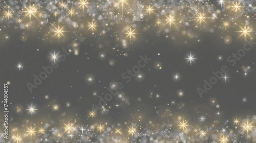 A shimmering, abstract background features sparkling stars and bokeh effects, creating a festive and elegant visual for celebrations and special events.