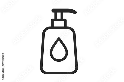 Lotion dispenser pump bottle icon. Liquid soap, sanitizer, or skincare moisturizer concept. Simple outline vector illustration for beauty, cosmetic, and hygiene products.