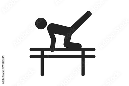 Parallel bars gymnastics icon vector illustration with athlete performing balance exercise silhouette on transparent background for sports and fitness design