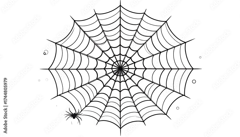 Fototapeta premium Simple black and white spiderweb graphic